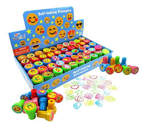 TINYMILLS Tiny Mills 50 Pcs Emoji Assorted Stamps for Kids Self-Ink Stamps (50 Different Designs) for Emoji Birthday Party Favors,Goodie Bag Pinata Fillers, Game Prizes, Classroom Rewards, Teacher Stamps - Image 2