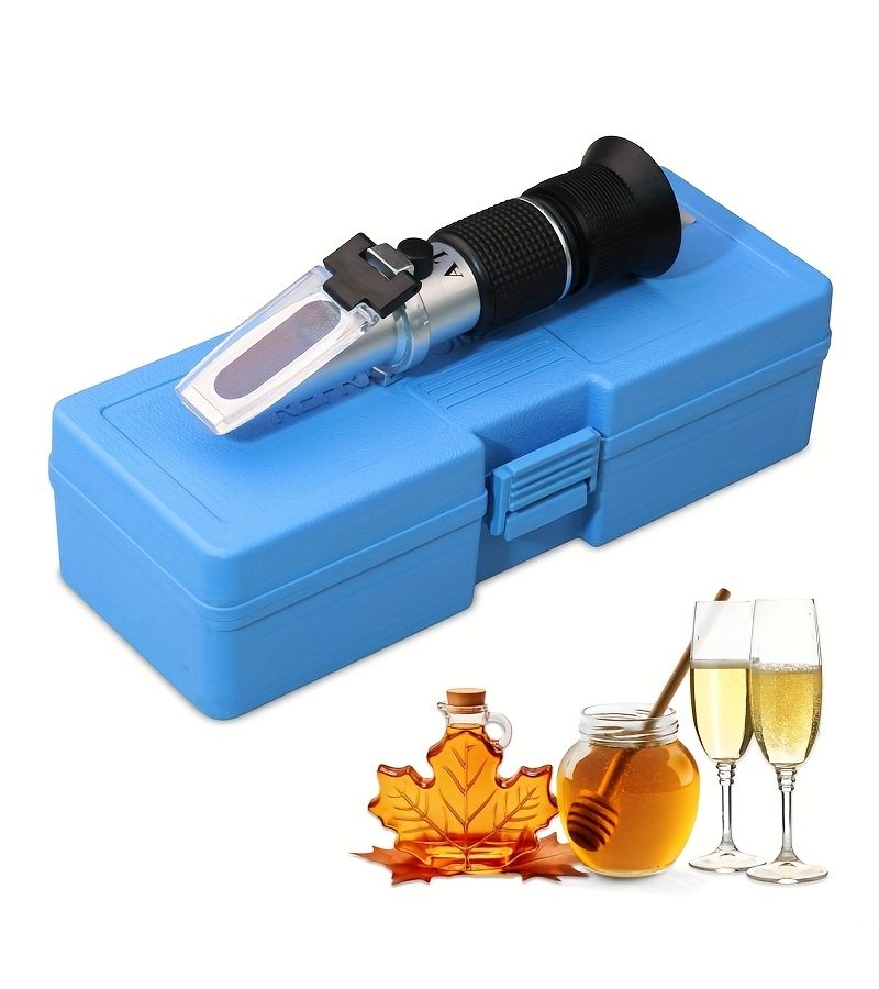 Refractometer For Sugar Concentration 0 To 90 Percent Precision Brix Tester Handheld Automatic ATC For Homemade Beer Honey Vegetables Includes Cleaning Cloth And Mini Screwdriver - Image 1