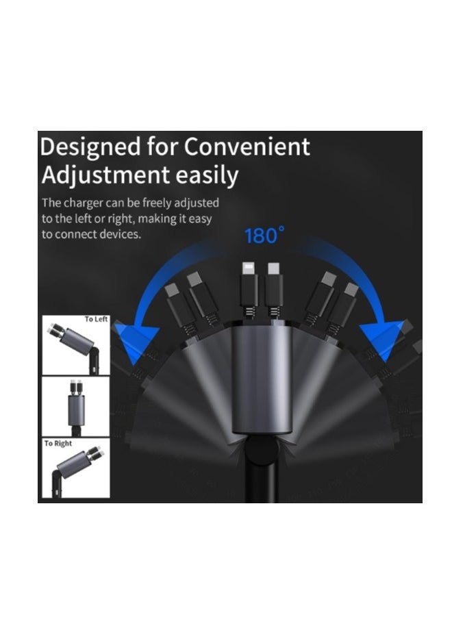 iSNUP - 4-in-1 Retractable Car Charger with USB&Type-C&Lightning-Digital Display Cigarette Lighter Car Charger Adapter Supports PD Fast Charging/QC3.0/FCP-Compatible with iPhone,Huawei,Honor,Galaxy,Pixel - Image 1