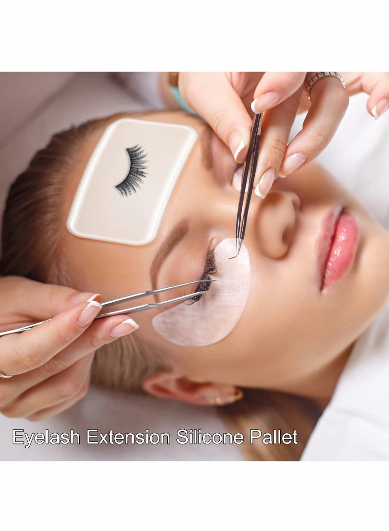 Excefore Lash Pads, 4 Pieces Eyelash Extension Holder Pallet False Lashes Holder silicone eyelash pad Grafting Gasket Pallet Tools for Fake Eyelash Glue Holder Adhesive, Pink and Transparent - Image 2