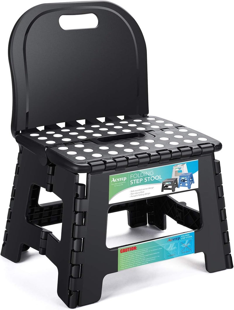 ACSTEP Folding Kids Step Stool with Back Support for Kids,9" Plastic Kids Chair for Outdoor or Indoor Kitchen Step Stools and Bathroom Stool for Toddlers Boys Girls - Image 1