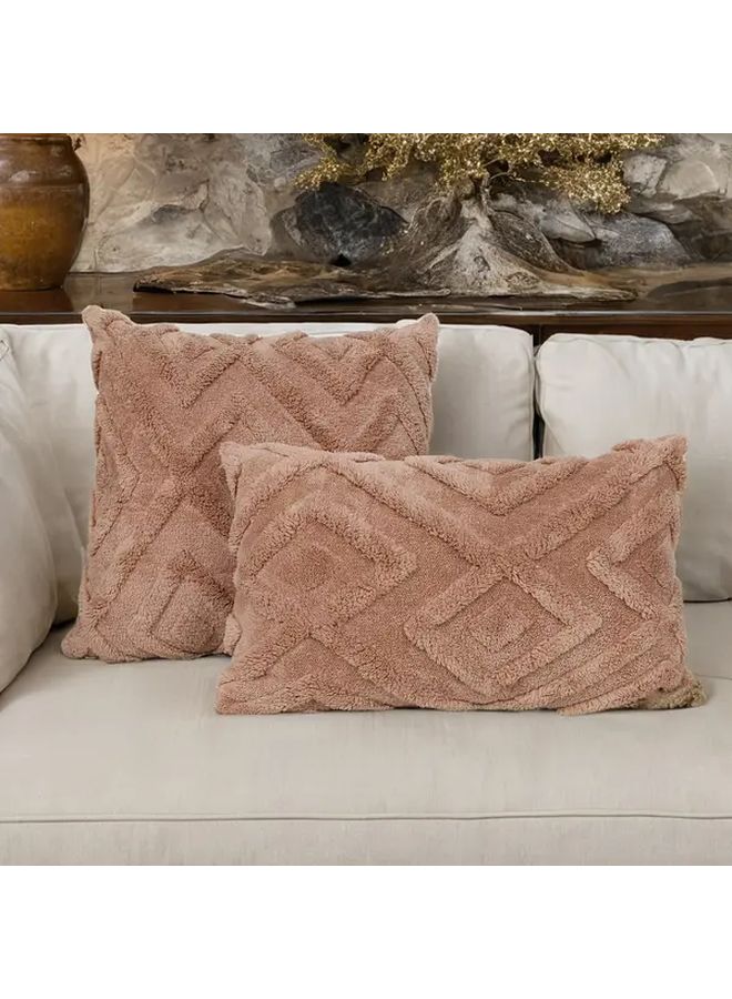 Light Grey Velvet Boho Pillow Cover 18x18 Inch Geometric Pattern Zipper Closure - Image 5