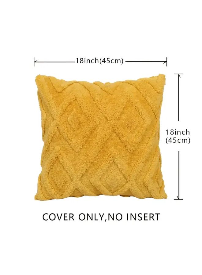 Light Grey Velvet Boho Pillow Cover 18x18 Inch Geometric Pattern Zipper Closure - Image 3