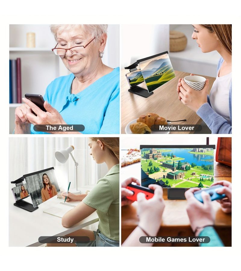 1pc 12 Inch Portable Mobile Phone Screen Magnifier With Blue Light Blocking High Definition Suitable For Smartphones Tablets And Games Comes With Lazy Phone Stand Compatible With Ipads Kindles And Smartphones Protects Your Eyes - Image 4