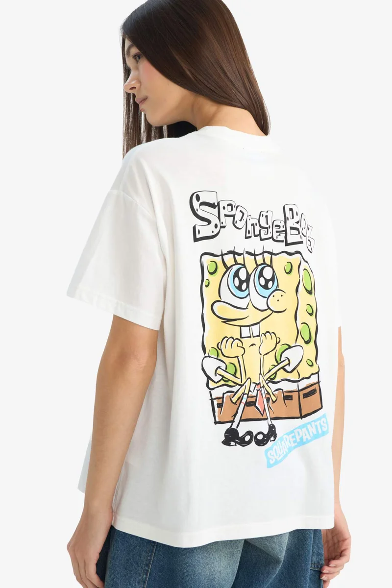 ديفاكتو SpongeBob Oversize Fit Printed Short Sleeve T-Shirt