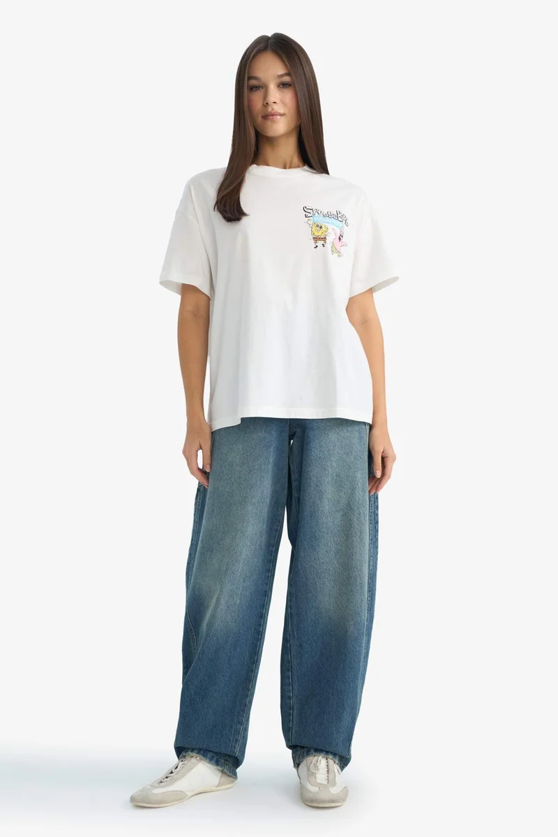 ديفاكتو SpongeBob Oversize Fit Printed Short Sleeve T-Shirt