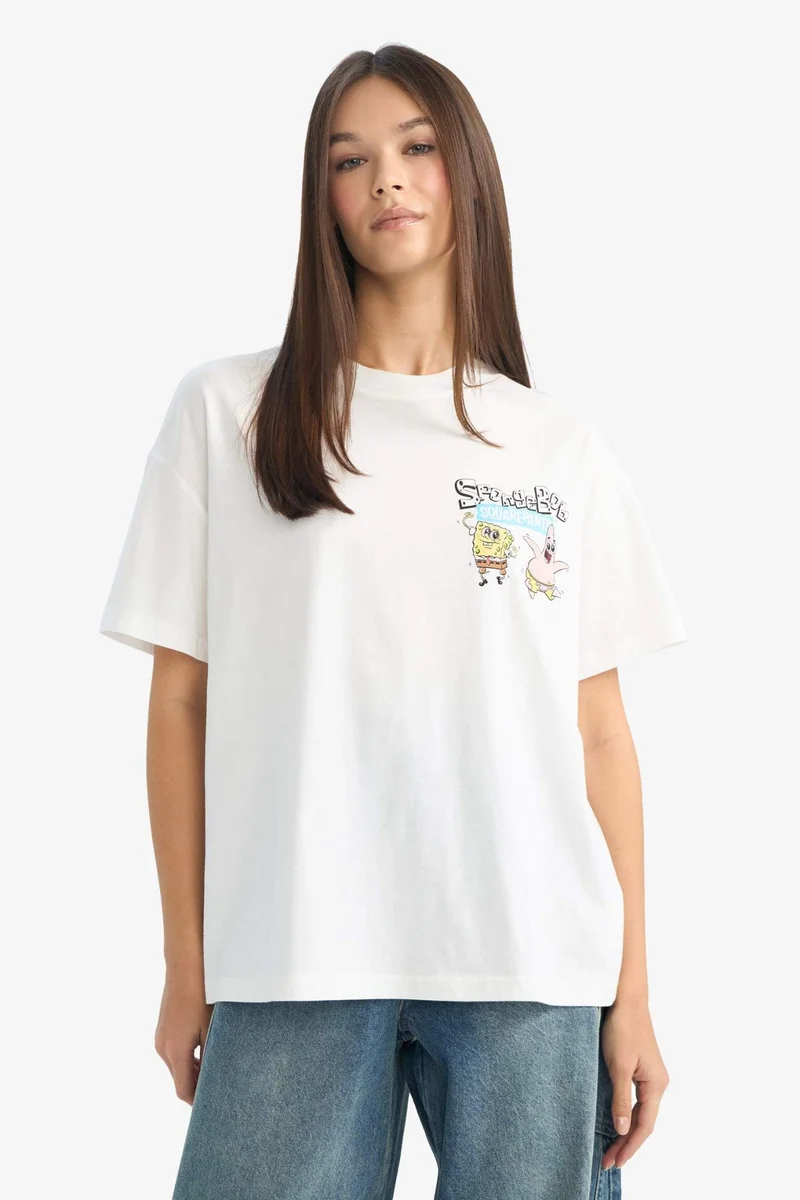 ديفاكتو SpongeBob Oversize Fit Printed Short Sleeve T-Shirt