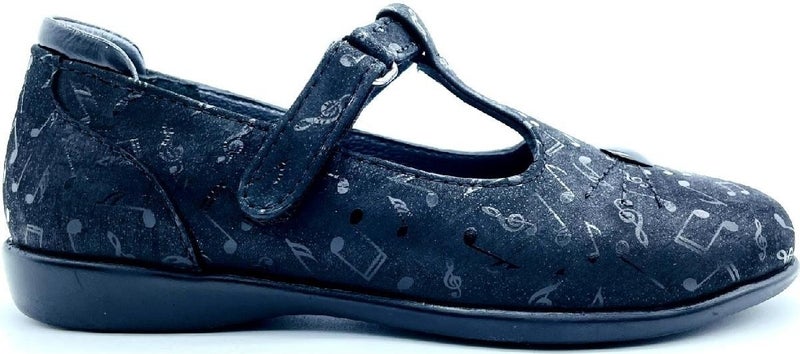 Nubebe Cat Motif Classic School Shoes Black Pattern  - Image 1