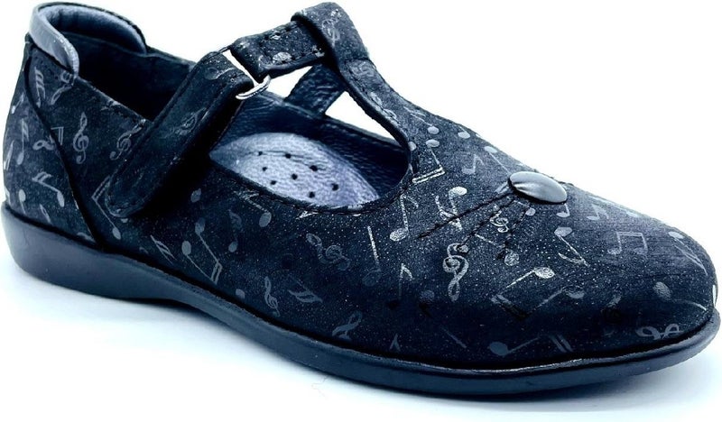 Nubebe Cat Motif Classic School Shoes Black Pattern  - Image 2