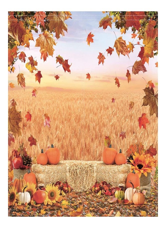 Funnytree Autumn Scenery Window Curtain Fall Landscape Field Pumpkin Print Curtains Home Decor Rod Pocket Darkening Drapes for Bedroom Living Room 82 in x 84 in - Image 2