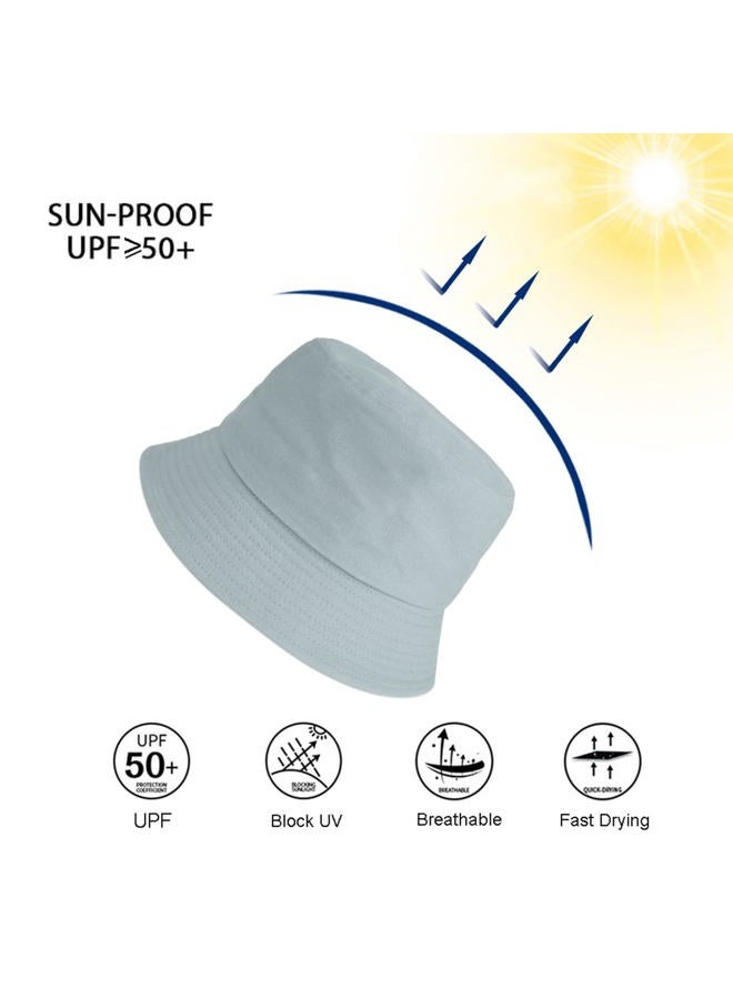 Wheebo Solid Color Bucket Hat for Women Summer Beach Fishmen Hat for Lady Adult Unisex Cotton Cap (Babyblue) - Image 5