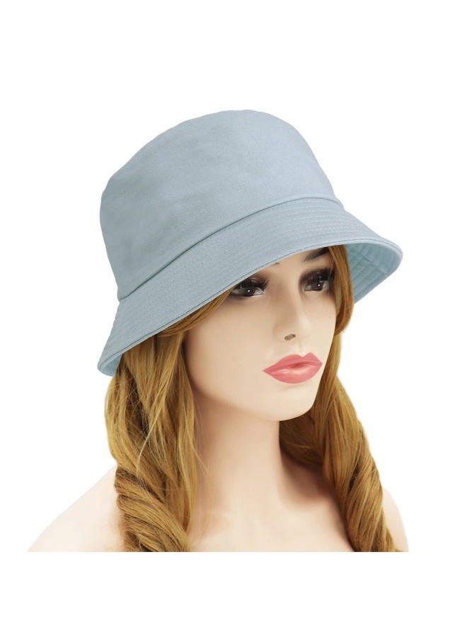 Wheebo Solid Color Bucket Hat for Women Summer Beach Fishmen Hat for Lady Adult Unisex Cotton Cap (Babyblue) - Image 2