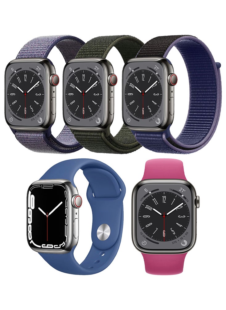 Perfii - 5pcs Watch Bands Replacement for Apple Watch Strap Compatible with Apple Watch 49/46/45/44/42mm Series 10/9/8/7/6/5/4/SE/Ultra - Image 1