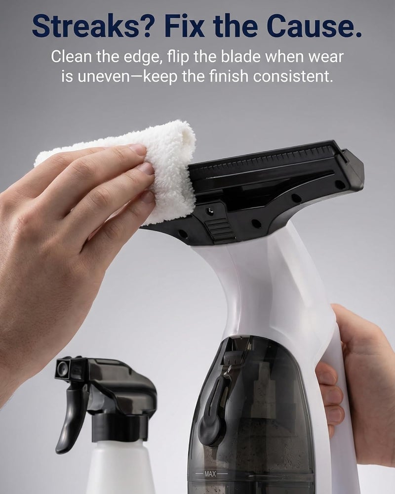 ALLESM Window Cleaner & Glass Cleaner Kit,Window Vacuum Cleaner Cordless Electric Handheld,Suction Window Squeegee with Spray Bottle,Cloth Holder 2 Microfiber Cloths for Windows, Mirrors, Shower Glass,Tiles - Image 4