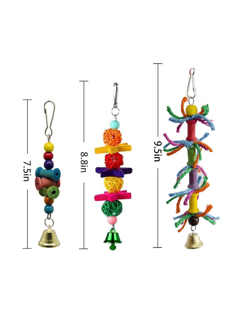 10-Piece Bird Swing Chewing Toy Set With Hammock Bell Multicolour 27 x 24cm,Bird Toy - Image 5