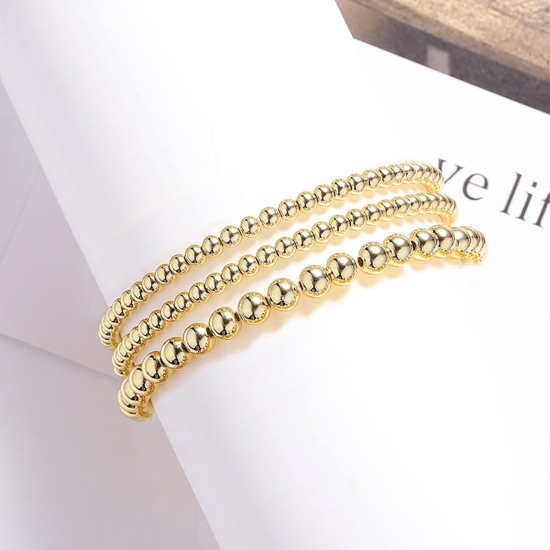 MOROTOLE 5PCS Bracelets Set for Women Men Adjustable Hypoallergenic Stackable Stretch Bracelet Cuban Chunky Flat Link Chain Beaded Punk Bracelets Jewelry Gifts for Womens - Image 5