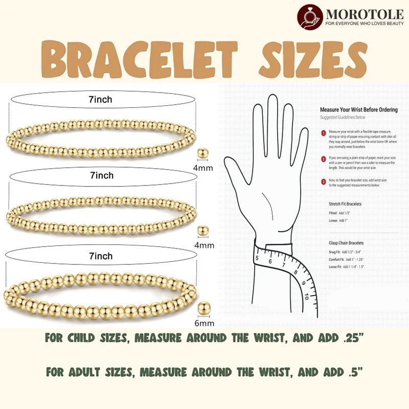 MOROTOLE 5PCS Bracelets Set for Women Men Adjustable Hypoallergenic Stackable Stretch Bracelet Cuban Chunky Flat Link Chain Beaded Punk Bracelets Jewelry Gifts for Womens - Image 2