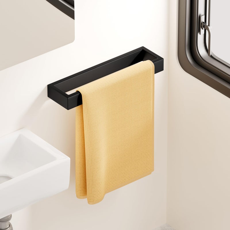 KES Towel Ring Black, Hand Towel Holder for Bathroom 10 Inch Towel Bar Modern Bathroom Hardware Wall Mount SUS304 Stainless Steel, Matte Black, A23080-BK - Image 3