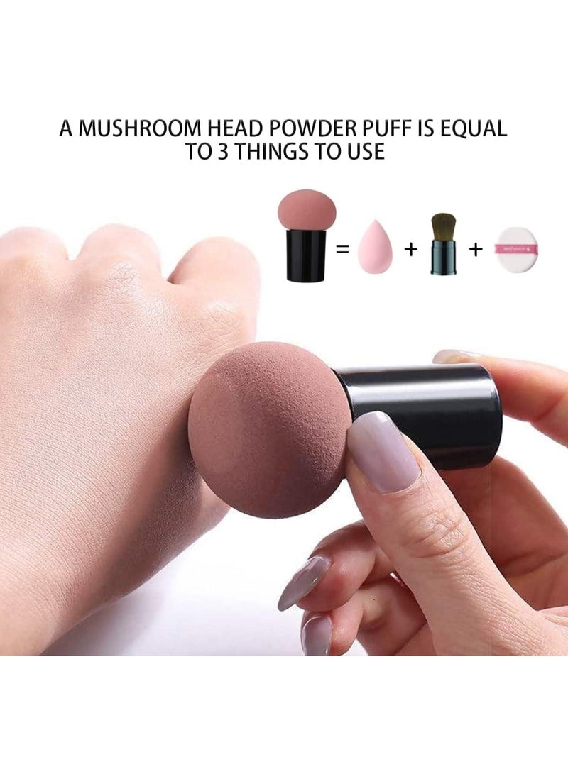 8 Pcs Mushroom Foundation Powder Puff, Makeup Sponge Kit Blender Puff with Handle, Makeup Beauty Tool for Foundation, Concealer and Powder, Wet and Dry Dual-Use Makeup Puff - Image 5