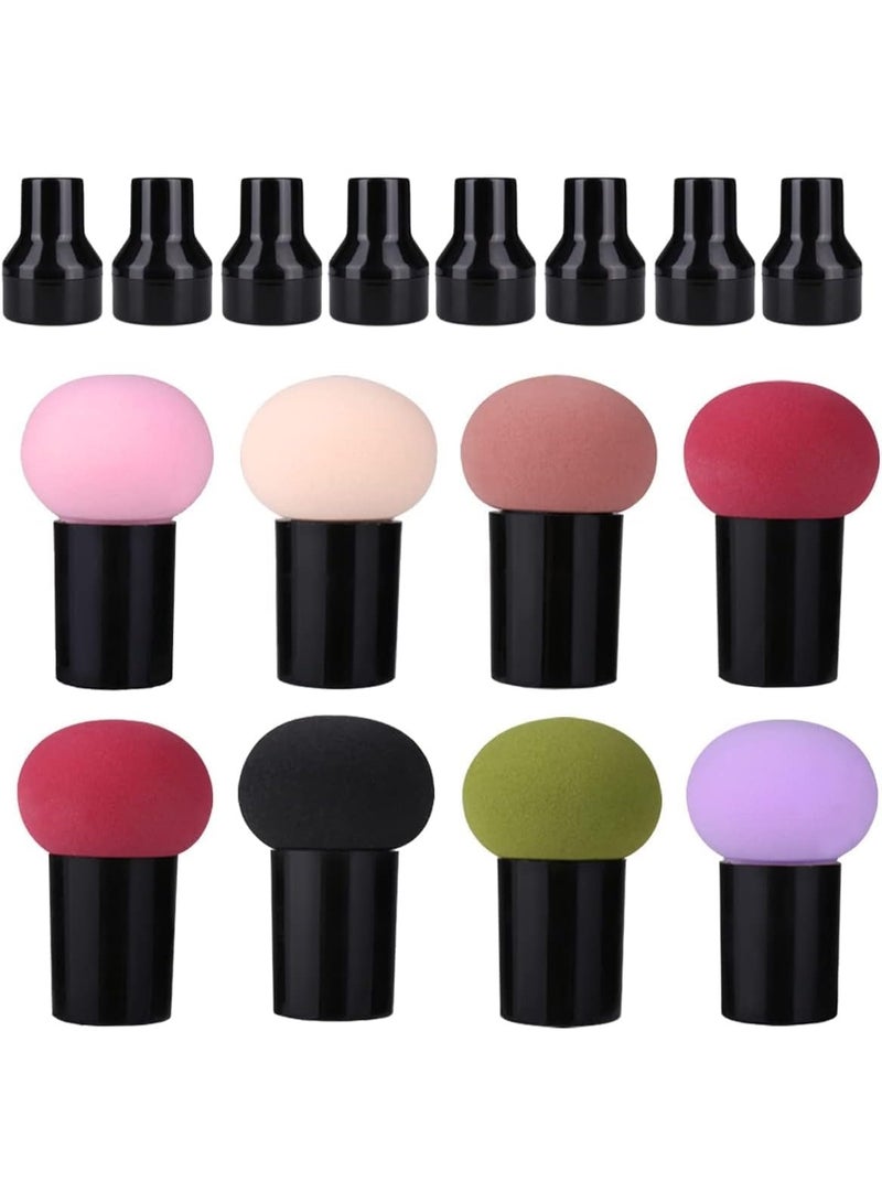 8 Pcs Mushroom Foundation Powder Puff, Makeup Sponge Kit Blender Puff with Handle, Makeup Beauty Tool for Foundation, Concealer and Powder, Wet and Dry Dual-Use Makeup Puff - Image 1
