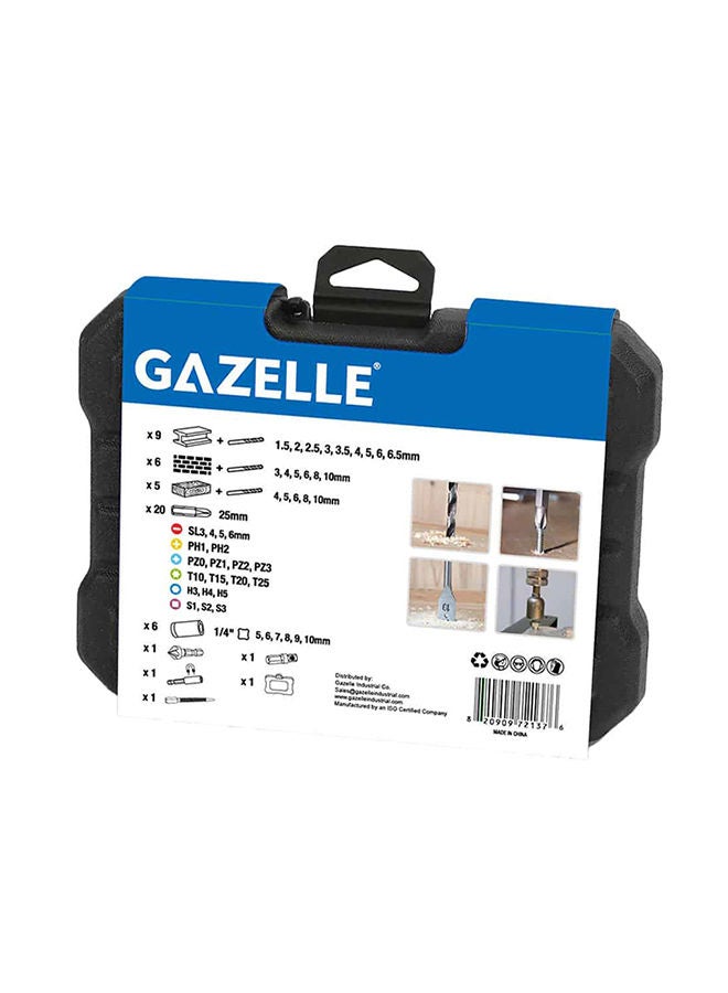 Gazelle 51-Piece Combination Drill Bit Set With HSS, Masonry And Wood Drill Bits, Center Punch, Countersink, Screwdriver Bits, Magnetic Bit Holder, Sockets And Adapter - Image 3