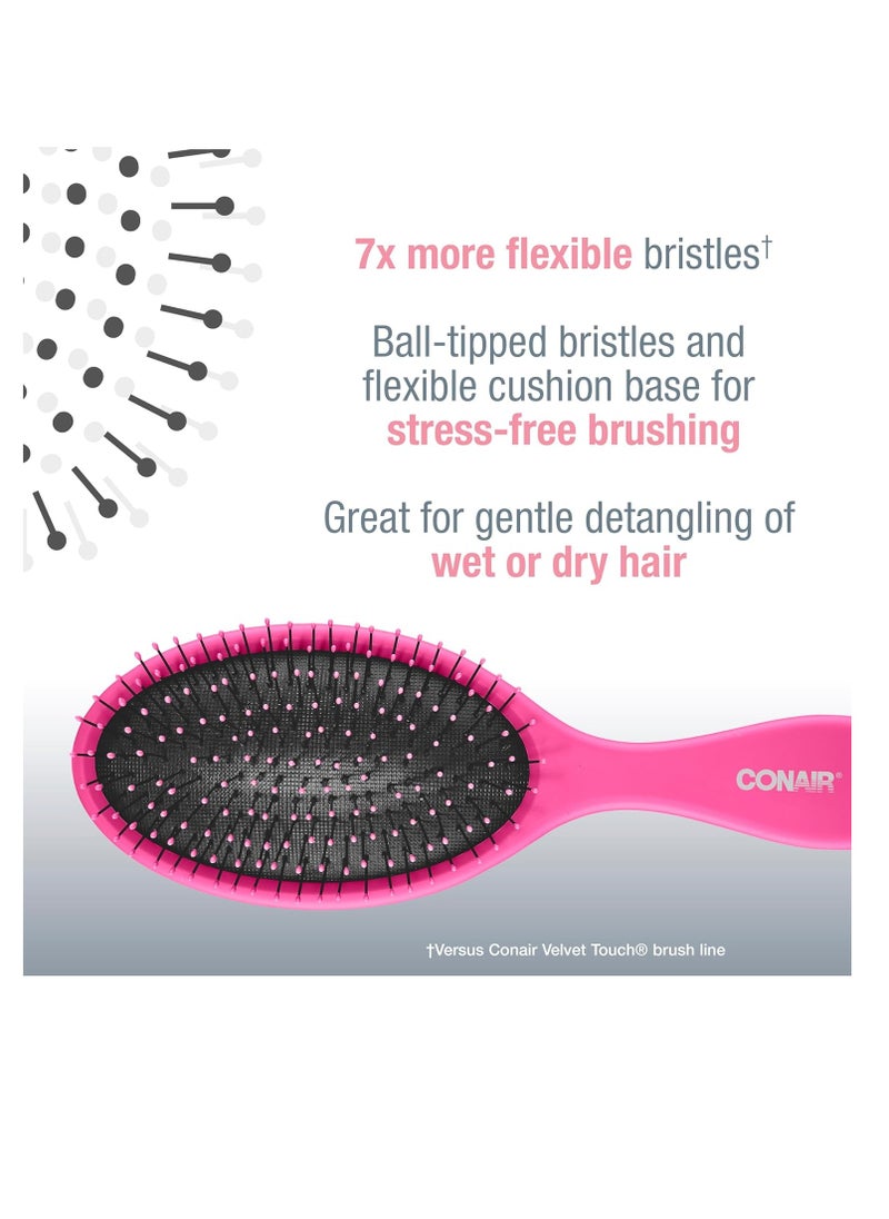 CONAIR - Conair Detangling Hair Brush 3PK - For wet and dry hair - Ideal for all hair types - curly hair brush - hair brushes for women - detangler brush - hair brushes for women - Blue, Pink, Gray Assorted - Image 1