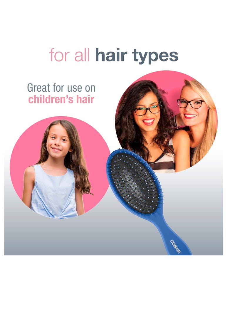 CONAIR - Conair Detangling Hair Brush 3PK - For wet and dry hair - Ideal for all hair types - curly hair brush - hair brushes for women - detangler brush - hair brushes for women - Blue, Pink, Gray Assorted - Image 1