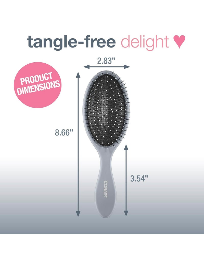 CONAIR - Conair Detangling Hair Brush 3PK - For wet and dry hair - Ideal for all hair types - curly hair brush - hair brushes for women - detangler brush - hair brushes for women - Blue, Pink, Gray Assorted - Image 1