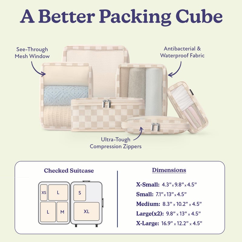 Vandel Space-Saving Compression Packing Cubes for Women, Men, 6-Pack Compressible Carry On Suit Case Organizer Luggage Packing Cubes for Travel Compression Organizer Bags for Luggage, Suitcase Cube - Image 3