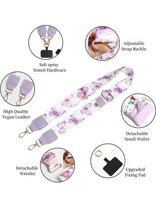 Crossbody Body Phone Holder for Women, New Phone Strap with Zippered Pouch, Adjustable Crossbody Strap (Lavender) - view 2