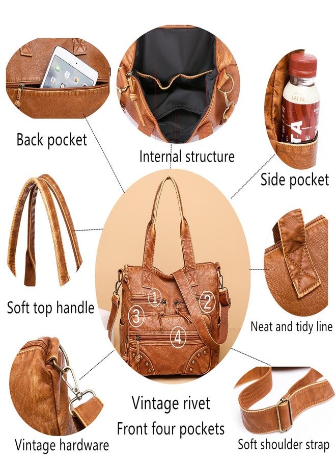 PHEVOS Hobo Handbag and Purses for Women,Multi Pocket Top Handle Satchel Purse Tote Shoulder Bags Faux Leather for Ladies - Image 4