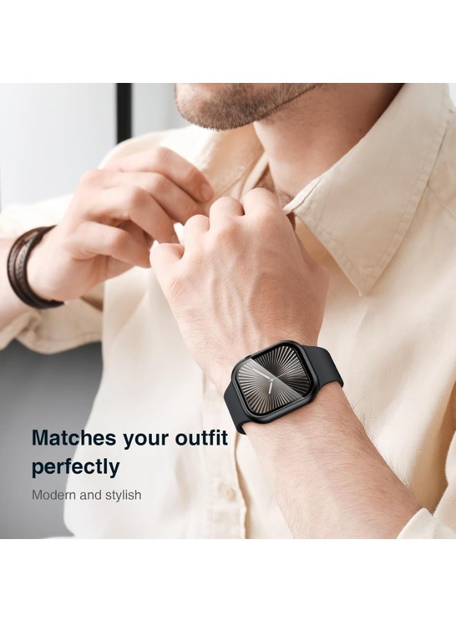 حافظة مع شاشة متوافقة مع ساعة Apple Watch Series 11 مقاس 46 مم، غطاء صلب من البولي كربونات باللون الأزرق - Image 2