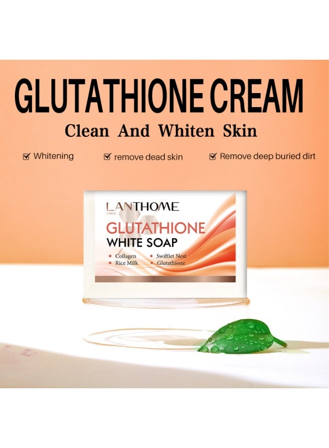 Lanthome Glutathione White Soap,  Whitening Bar Soap with Collagen Rice Milk Glutathione,  Milk Soap, Beauty Soap Bar, Premium Intensive Brightening Soap - Image 2