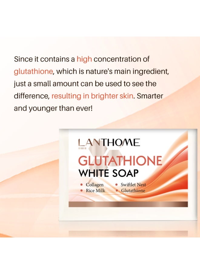 Lanthome Glutathione White Soap,  Whitening Bar Soap with Collagen Rice Milk Glutathione,  Milk Soap, Beauty Soap Bar, Premium Intensive Brightening Soap - Image 4