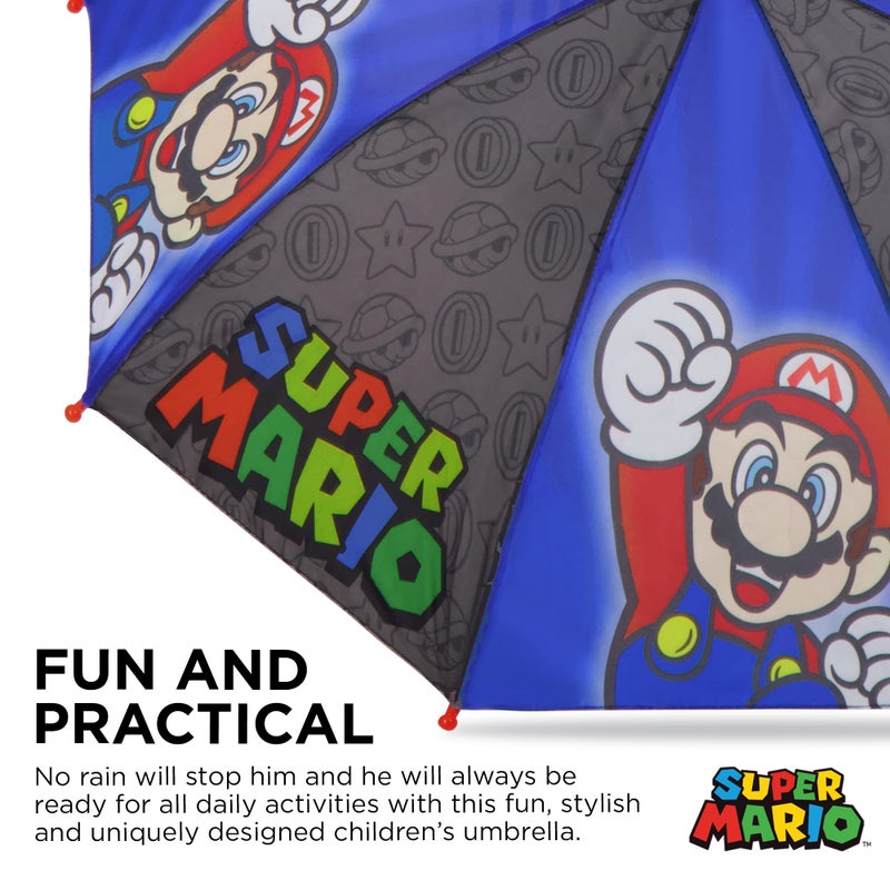 Nintendo Kids Umbrella, Super Mario Rain Wear For Boys Ages 3-6 - Image 4