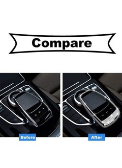 KASTWAVE Center Control Multimedia Button Bling Crystal Emblem Cover for Mercedes Benz C Class C300 E Class E300, Shiny Interior Decoration Accessories Sticker  - Image 2