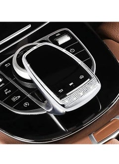 KASTWAVE Center Control Multimedia Button Bling Crystal Emblem Cover for Mercedes Benz C Class C300 E Class E300, Shiny Interior Decoration Accessories Sticker  - Image 4