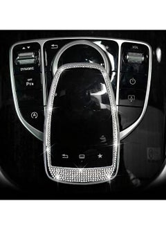 KASTWAVE Center Control Multimedia Button Bling Crystal Emblem Cover for Mercedes Benz C Class C300 E Class E300, Shiny Interior Decoration Accessories Sticker  - Image 5