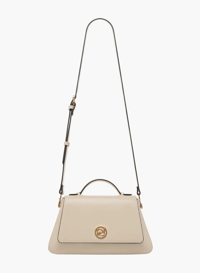 Paprika Solid Satchel Bag with Button Closure