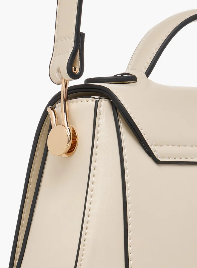 Paprika Solid Satchel Bag with Button Closure