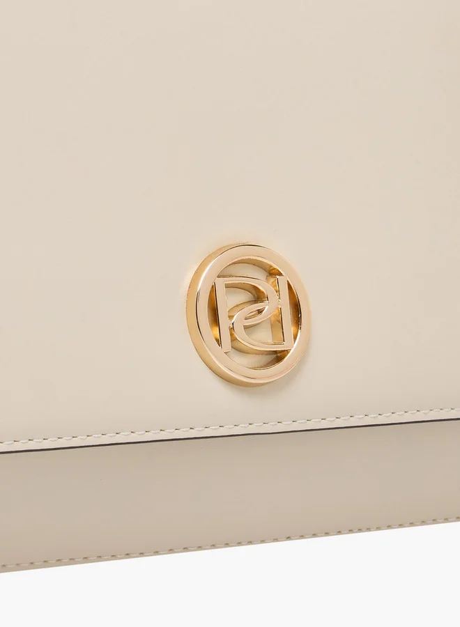 Paprika Solid Satchel Bag with Button Closure