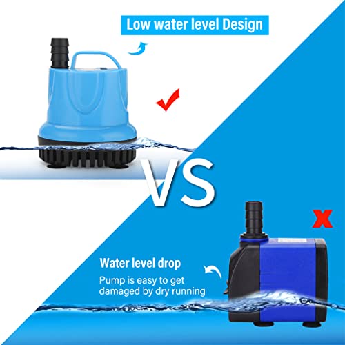 Qpets® 1800L/H Submersible Water Fountain Pump, Mini Aquarium Air Pump for Pond, 25W Power Large Water Pump for Fountain, Water Circulation Pumps with Suction Cup Bottom for Fish Garden - Image 5