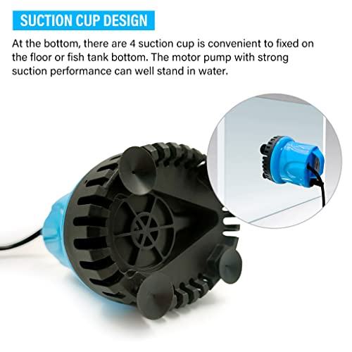 Qpets® 1800L/H Submersible Water Fountain Pump, Mini Aquarium Air Pump for Pond, 25W Power Large Water Pump for Fountain, Water Circulation Pumps with Suction Cup Bottom for Fish Garden - Image 3