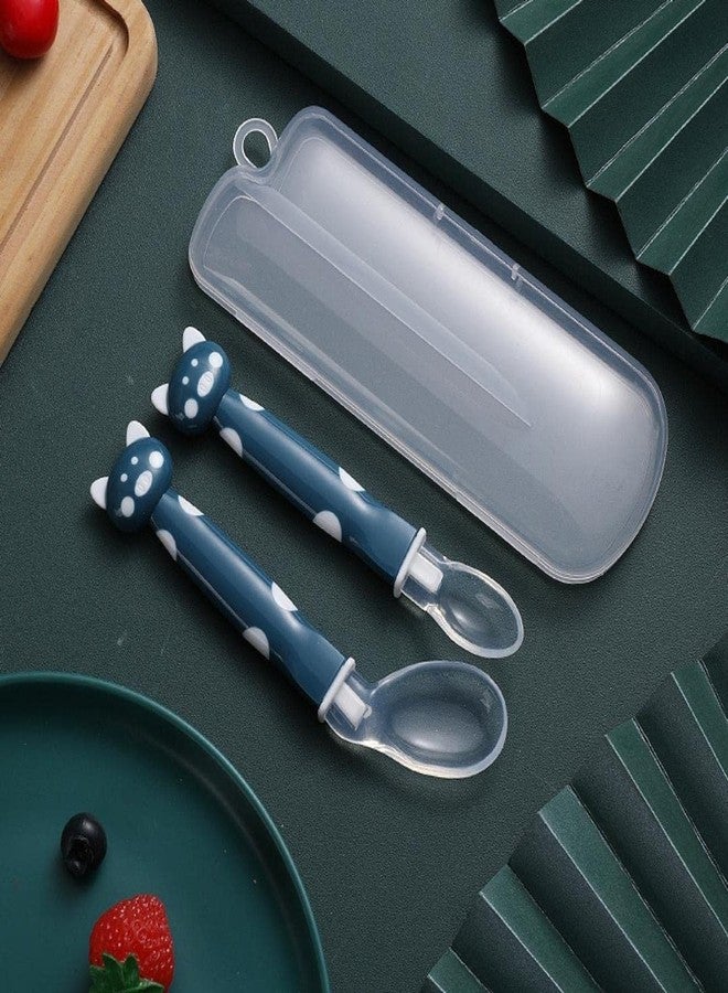 GUCHIGU Baby Silicone Spoon Set with Storage Box || BPA Free, Food Grade Material,Self Feeding,Soft Silicone Tip Spoon Set of 2 pcs, First Stage Spoons for Kids/Babies of 6 Months+ (Dark Green) - Image 5