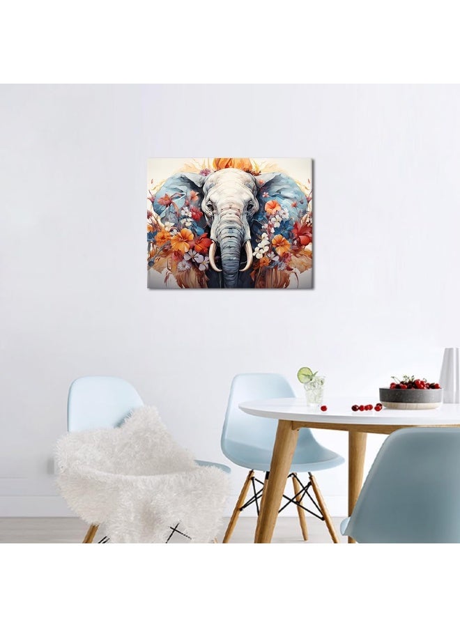 Home Trove Tumovo Diy Paint By Numbers For Adults Beginner, Elephants Easy Paint By Numbers For Beginner, Colored Flowers Watercolor Paint By Number For Home Wall Decor 16" Wx20 H Inchï¼ˆFramelessï¼‰  - Image 2