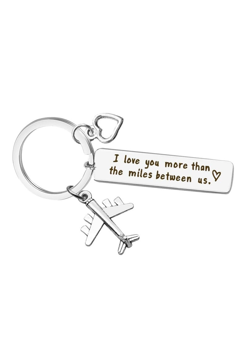Oasisgalore Long Distance Relationship Keychain: "I Love You More Than The Miles" for Couples, Ideal Gift for Boyfriend/Girlfriend  - Image 1