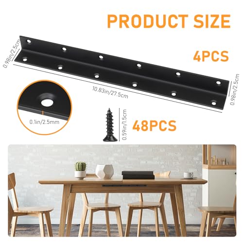 Xingwenhao Raised Garden Bed Corner Brackets, 4pcs L Bracket, 90 Degree Angle Brackets, Black Metal Bed Corner Bracket Connectors for Furniture, Wood Frame, Shelf, Cabinet (275x25x25mm) - Image 2