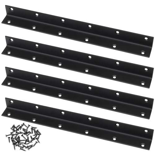 Xingwenhao Raised Garden Bed Corner Brackets, 4pcs L Bracket, 90 Degree Angle Brackets, Black Metal Bed Corner Bracket Connectors for Furniture, Wood Frame, Shelf, Cabinet (275x25x25mm) - Image 1