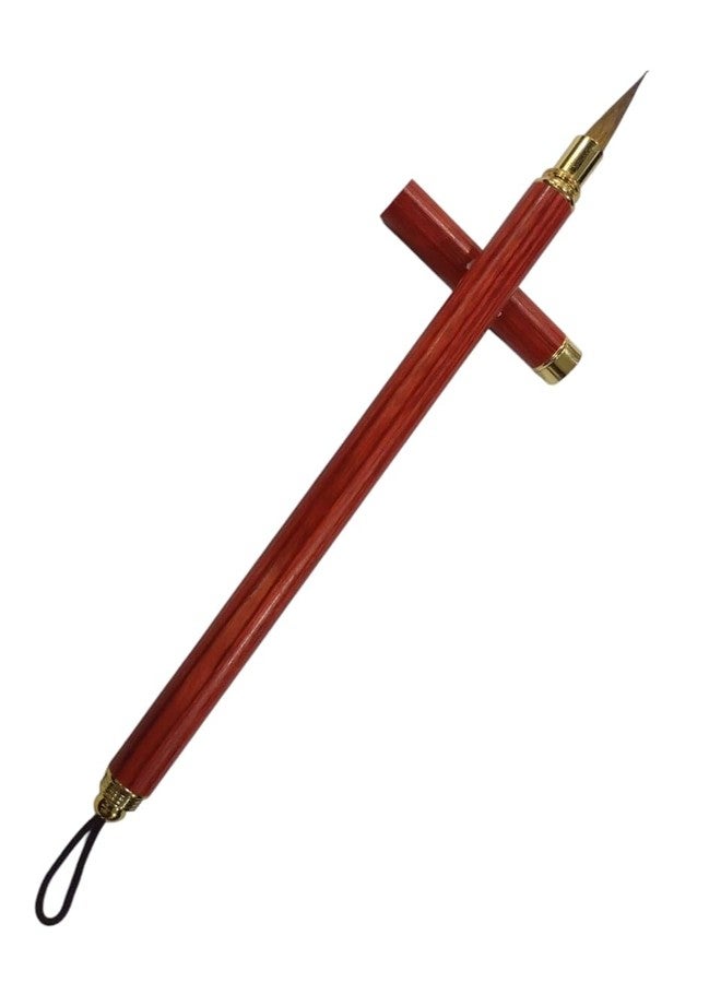 Art shark Travel Calligraphy Writing Brush Ink Brush Wooden Handwriting Pen for Calligrapher (Red) - Image 1