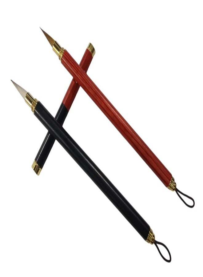 Art shark Travel Calligraphy Writing Brush Ink Brush Wooden Handwriting Pen for Calligrapher (Red) - Image 4